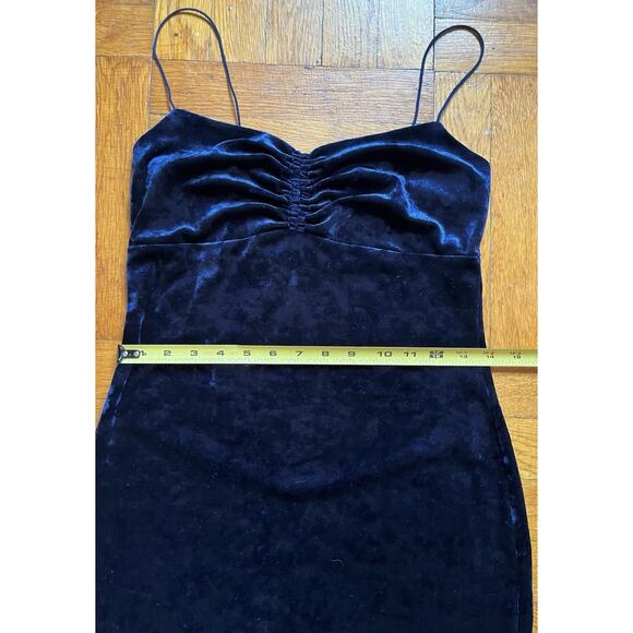 Urban Outfitters Crushed Navy Blue Velvet Mini Slip Dress Medium Y2K Minimalist - Picture 5 of 10